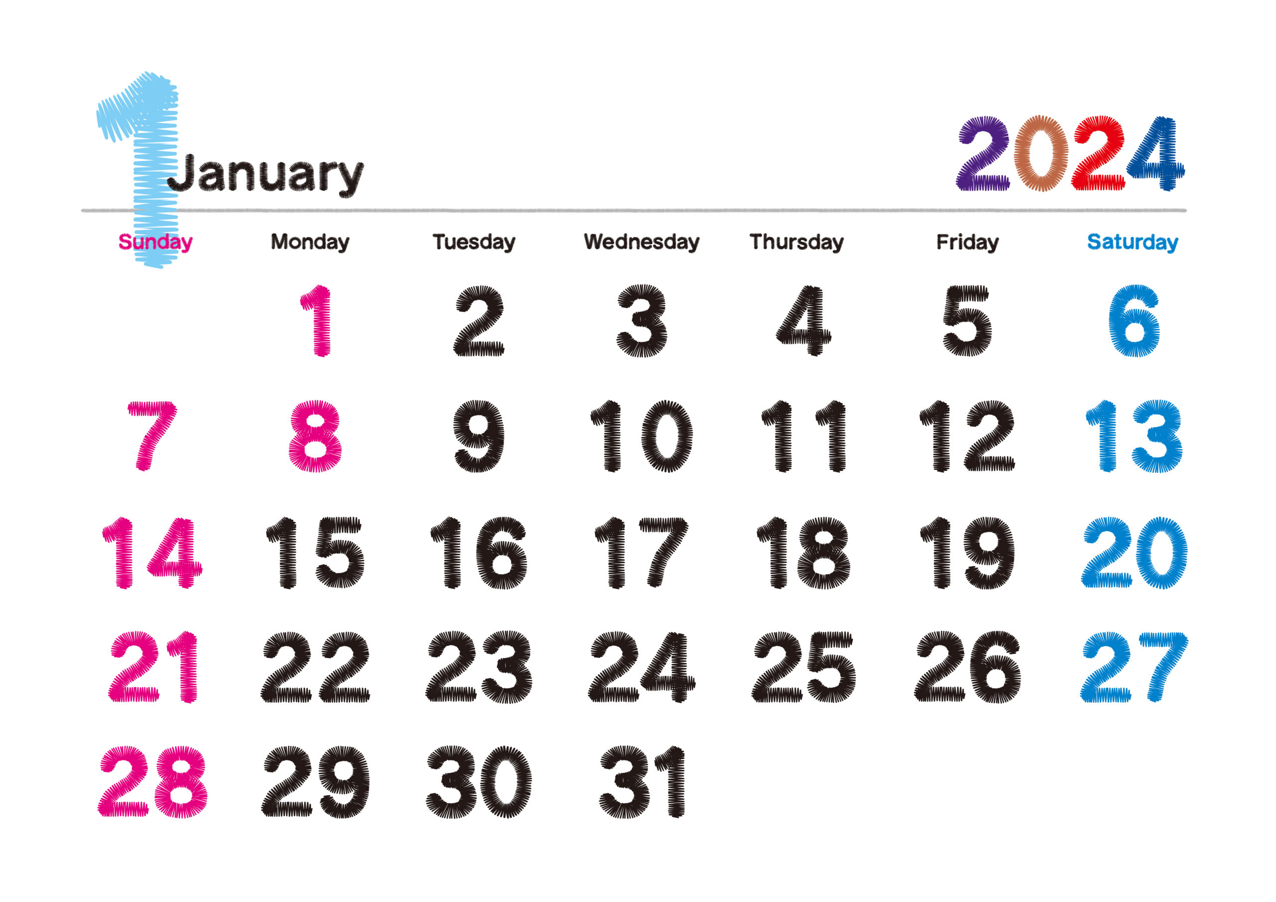カレンダーのサンプル
